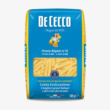 De Cecco Penne Rigate Nr. 41 500 g – premium italiensk penne pasta med riller til perfekt saucebinding