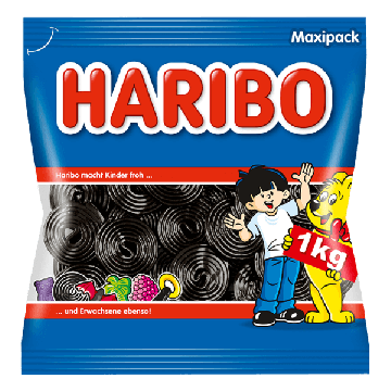 HARIBO Lakritz Schnecken 1000 g med klassiske, sejt lakridsruller