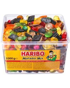 Haribo Matador Mix 2 kg sortiment med forskellige frugtgummier, vingummier og lakrids