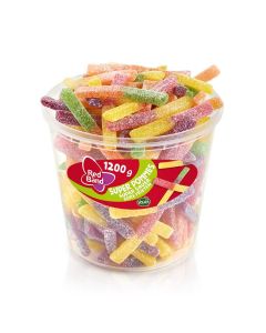 Red Band Super Pommes Supersauer sure frugtgummist&aelig;nger med sukkerdrys