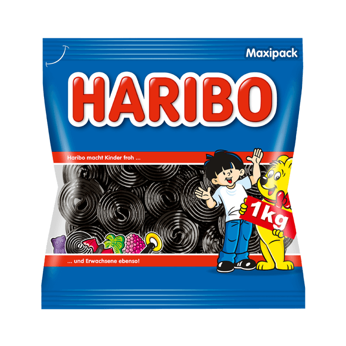 HARIBO Lakritz Schnecken 1000 g med klassiske, sejt lakridsruller